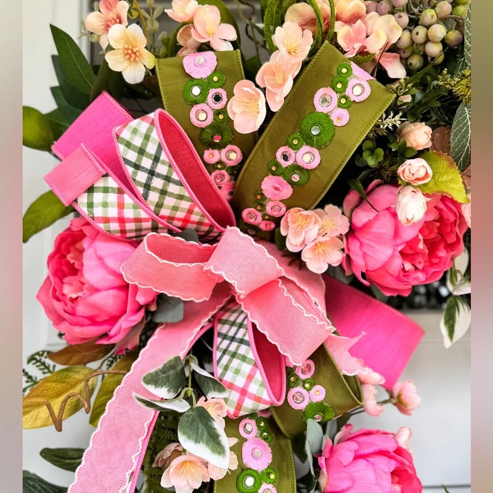 XL Floral Wreath with Pink Peonies and Greenery